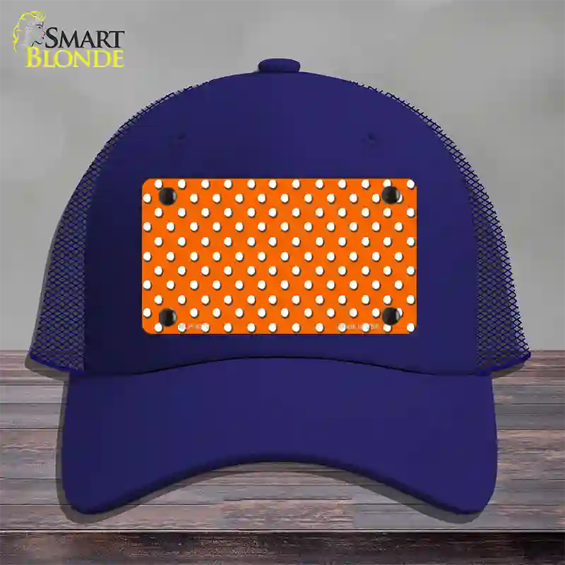 Orange Polka Dot Novelty License Plate Hat Mesh / Royal Blue