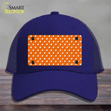 Orange Polka Dot Novelty License Plate Hat Mesh / Royal Blue