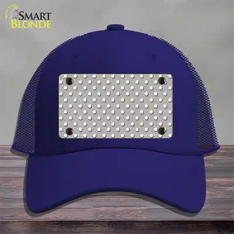 Grey Polka Dot Novelty License Plate Hat Mesh / Royal Blue