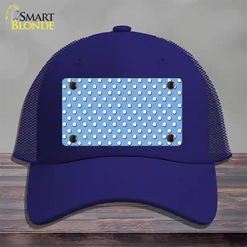 Light Blue Polka Dot Novelty License Plate Hat Mesh / Royal Blue