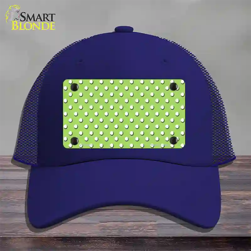 Lime Green Polka Dot Novelty License Plate Hat Mesh / Royal Blue