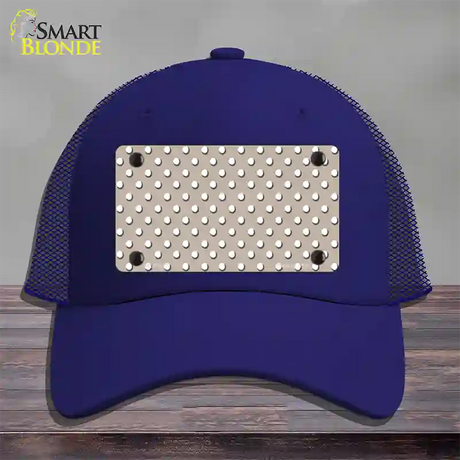 Tan Polka Dot Novelty License Plate Hat Mesh / Royal Blue