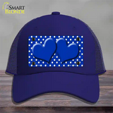 Blue White Polka Dot Center Hearts Novelty License Plate Hat Mesh / Royal Blue