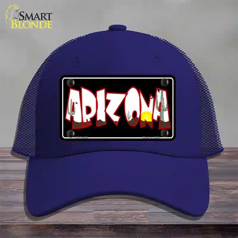 Arizona Black Novelty License Plate Hat Mesh / Royal Blue