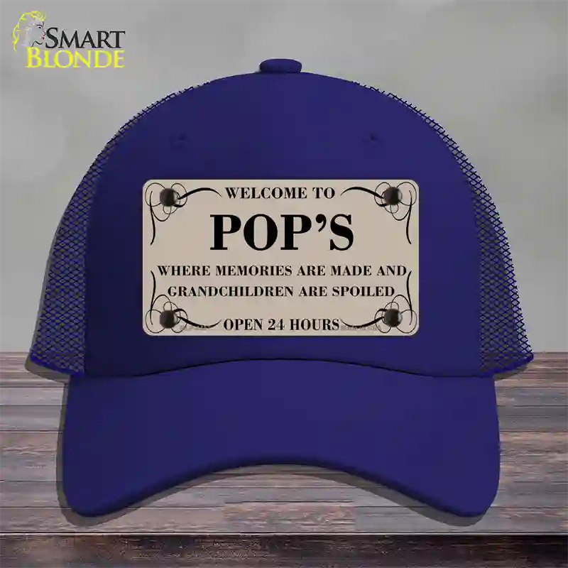 Welcome To Pops Novelty License Plate Hat Mesh / Royal Blue