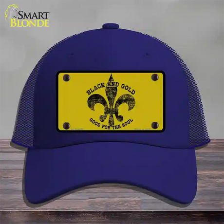 Saints Fleur De Lis Gold Novelty License Plate Hat Mesh / Royal Blue