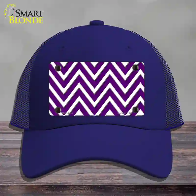 Purple White Large Chevron Novelty License Plate Hat Mesh / Royal Blue