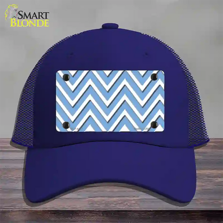 Light Blue White Large Chevron Novelty License Plate Hat Mesh / Royal Blue