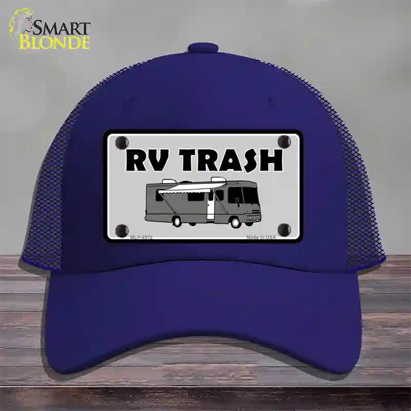 RV Trash Aluminum Automotive Novelty License Plate Hat Mesh / Royal Blue