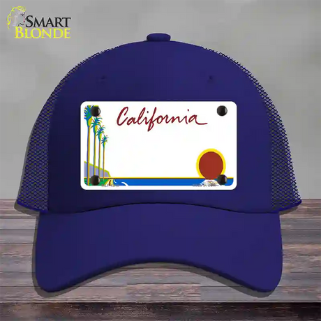 California Palm Trees State Blank Novelty License Plate Hat Mesh / Royal Blue