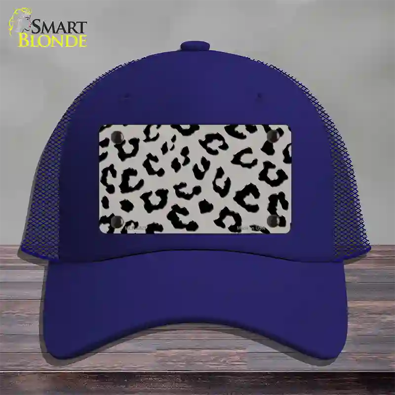 Grey Black Cheetah Novelty License Plate Hat Mesh / Royal Blue