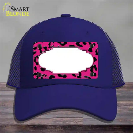 Pink Black Cheetah Scallop Novelty License Plate Hat Mesh / Royal Blue