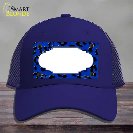 Blue Black Cheetah Scallop Novelty License Plate Hat Mesh / Royal Blue