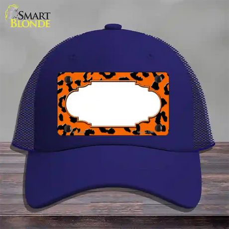 Orange Black Cheetah Scallop Novelty License Plate Hat Mesh / Royal Blue