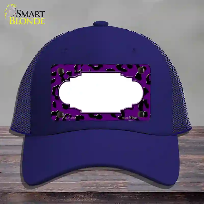 Purple Black Cheetah Scallop Novelty License Plate Hat Mesh / Royal Blue