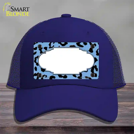 Light Blue Black Cheetah Scallop Novelty License Plate Hat Mesh / Royal Blue