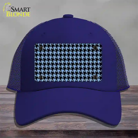 Light Blue Black Houndstooth Novelty License Plate Hat Mesh / Royal Blue