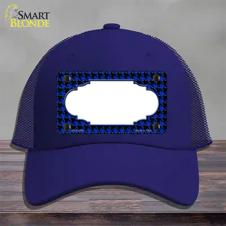 Blue Black Houndstooth Scallop Center Novelty License Plate Hat Mesh / Royal Blue