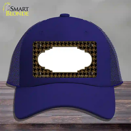 Brown Black Houndstooth Scallop Center Novelty License Plate Hat Mesh / Royal Blue