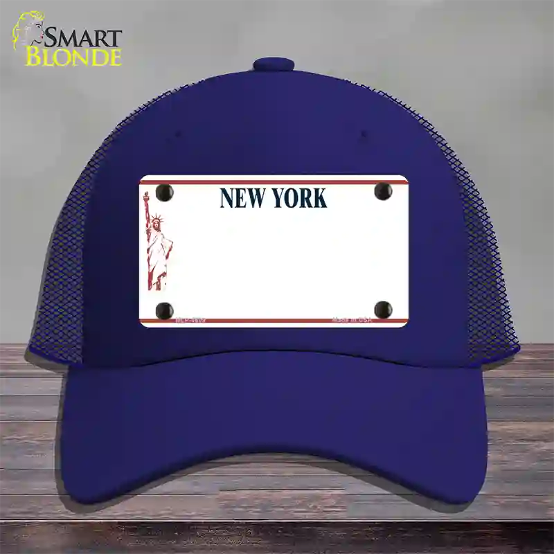 New York State Blank Novelty License Plate Hat Mesh / Royal Blue