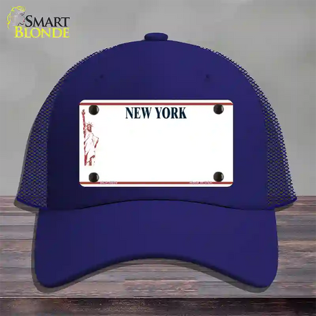 New York State Blank Novelty License Plate Hat Mesh / Royal Blue