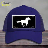 Running Horse Novelty License Plate Hat Mesh / Royal Blue