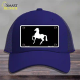 Horse Prancing Novelty License Plate Hat Mesh / Royal Blue