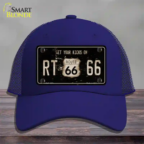 Route 66 Get Your Kicks Novelty License Plate Hat Mesh / Royal Blue