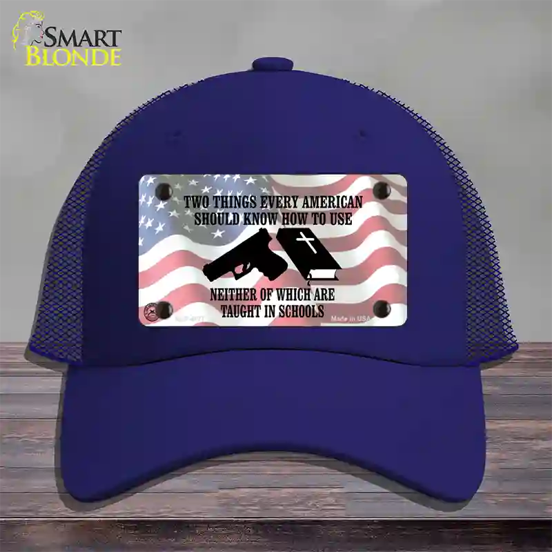 Every American Should Know Novelty License Plate Hat Mesh / Royal Blue