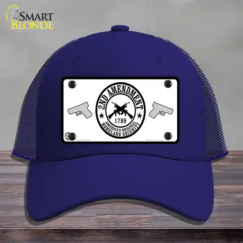 2nd Amendment Novelty License Plate Hat Mesh / Royal Blue