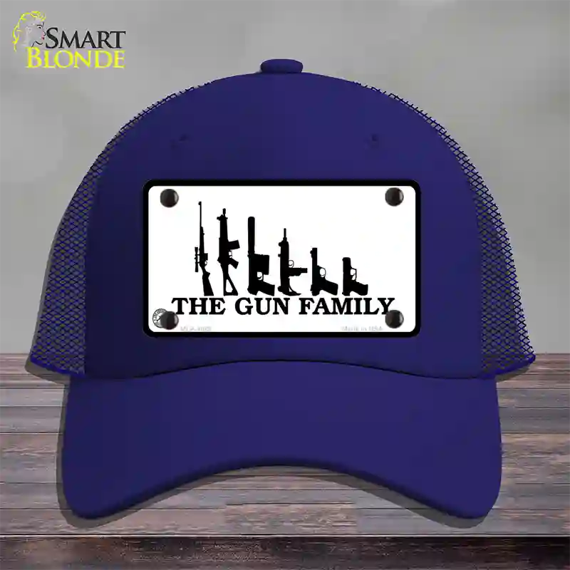 The Gun Family Novelty License Plate Hat Mesh / Royal Blue