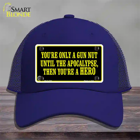 Gun Nut Novelty License Plate Hat Mesh / Royal Blue