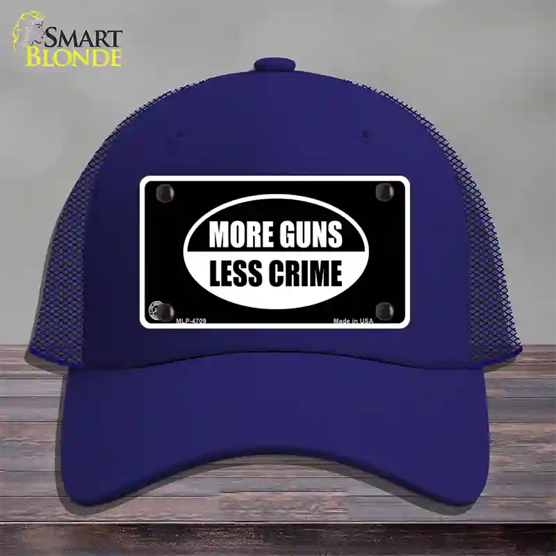 More Guns Less Crime Novelty License Plate Hat Mesh / Royal Blue