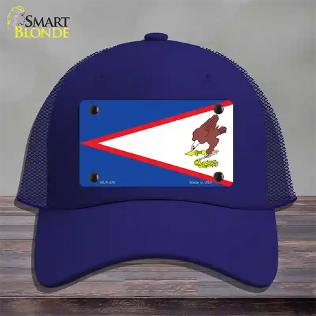 American Samoa Flag Novelty License Plate Hat Mesh / Royal Blue