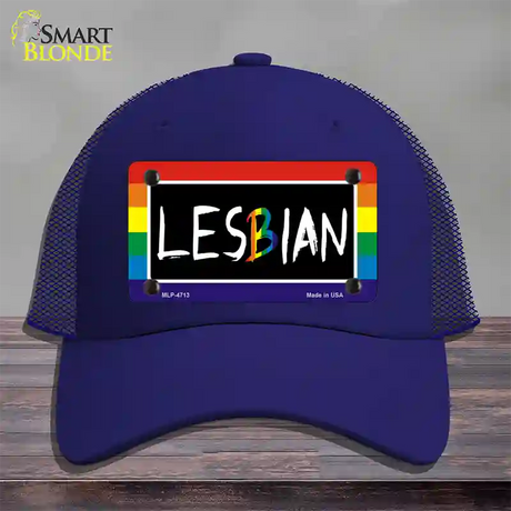 Lesbian Novelty License Plate Hat Mesh / Royal Blue