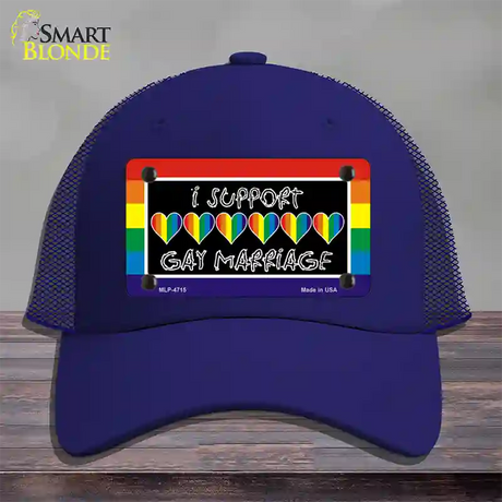 Support Gay Marriage Novelty License Plate Hat Mesh / Royal Blue