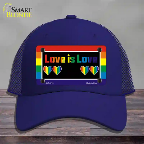 Love Is Love Novelty License Plate Hat Mesh / Royal Blue