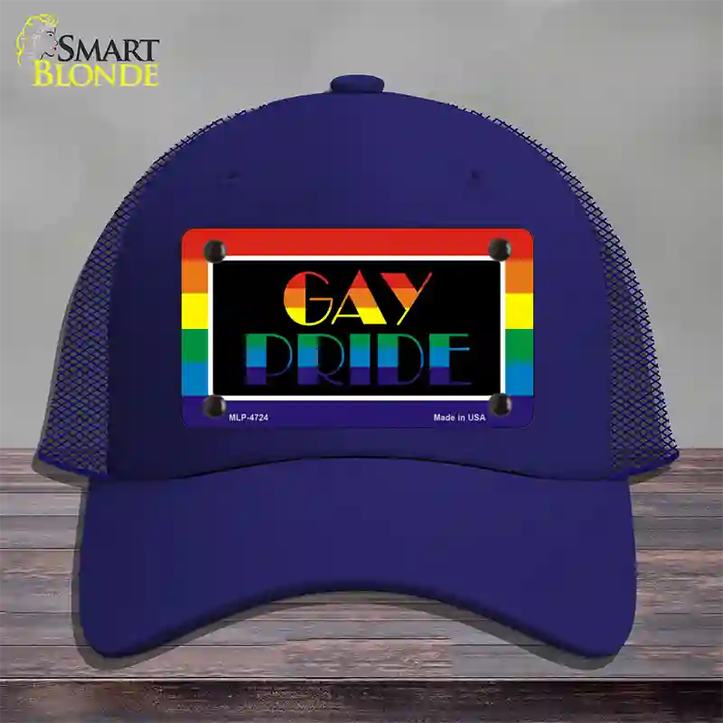 Gay Pride Novelty License Plate Hat Mesh / Royal Blue