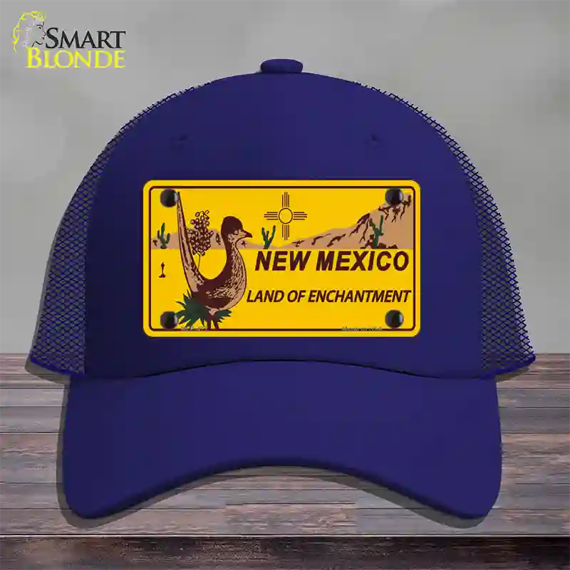 Roadrunner New Mexico Novelty License Plate Hat Mesh / Royal Blue