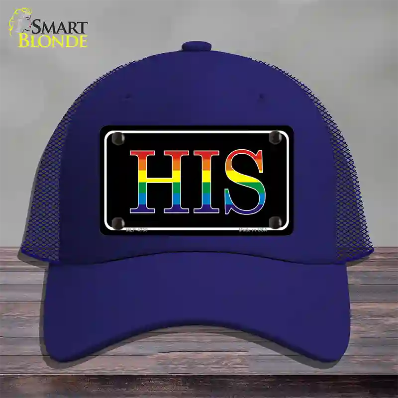 His Rainbow Novelty License Plate Hat Mesh / Royal Blue