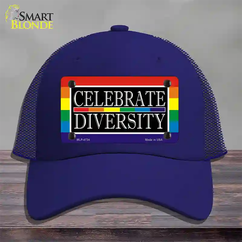 Celebrate Diversity Novelty License Plate Hat Mesh / Royal Blue