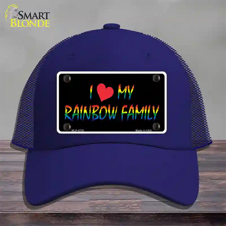 I Love My Rainbow Family Novelty License Plate Hat Mesh / Royal Blue