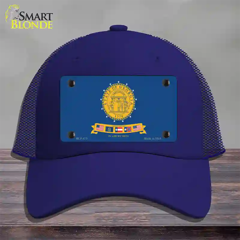 Georgia State Seal Novelty License Plate Hat Mesh / Royal Blue