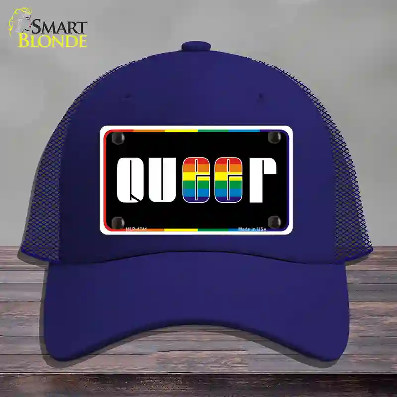 Queer Novelty License Plate Hat Mesh / Royal Blue