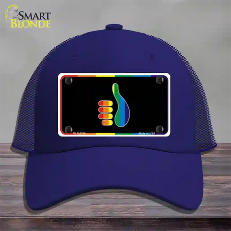 Thumbs Up Novelty License Plate Hat Mesh / Royal Blue