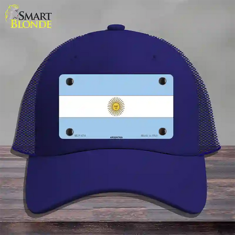 Argentina Flag Novelty License Plate Hat Mesh / Royal Blue