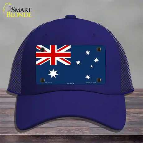 Australia Flag Novelty License Plate Hat Mesh / Royal Blue