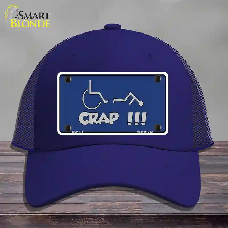 Handicap Crap Logo Novelty License Plate Hat Mesh / Royal Blue