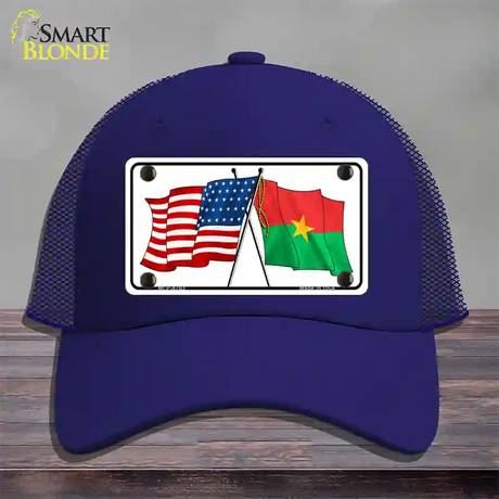 United States Burkina Faso Crossed Flags Novelty License Plate Hat Sign Mesh / Royal Blue