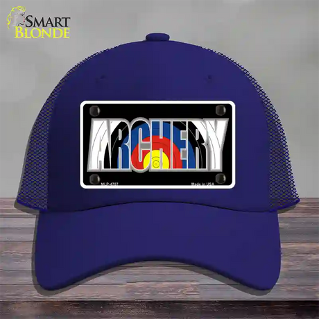 Archery Novelty License Plate Hat Mesh / Royal Blue